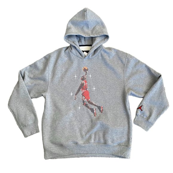 Nike Jordan Jumpman Essential Graphic Fleece Pullover Hoodie Grey - Picture 2 of 13